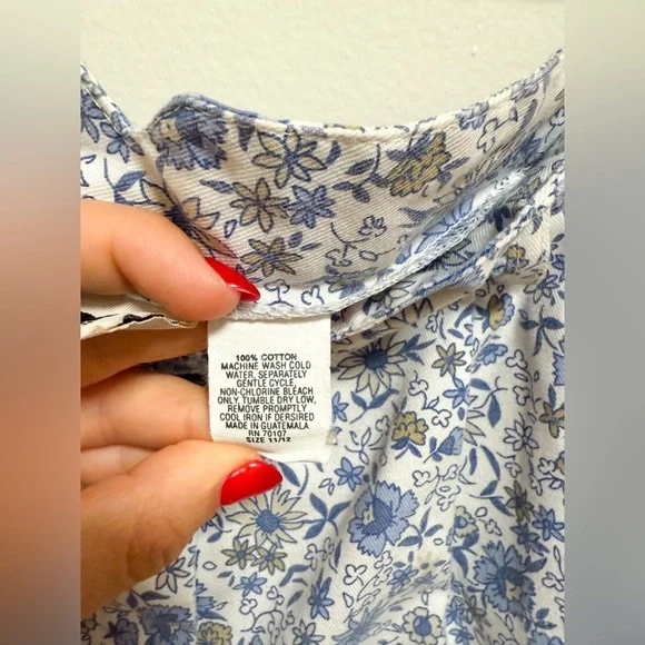 Vintage 60s 80s high rise pleated floral Bermuda shorts blue white cottagecore - Picture 9 of 10